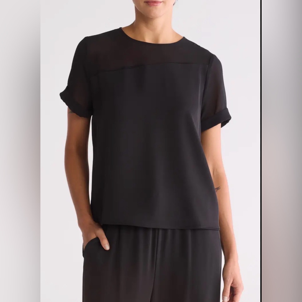 Melloday Mixed Media Stretch Top Size S Nwt